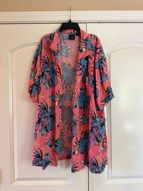 Disney Pink & Blue Stitch Tropical Button-Up